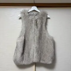 ベージュファーベスト ノースリーブ ポケット付き