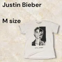 JUSTIN BIEBER 半顔スカルプリントTシャツ Lサイズ B系グランジ