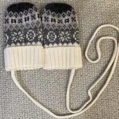 【美品】コムサイズム　ベビー　ミトン　手袋　ノルディック柄　ホワイト　白