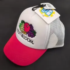 【新品】FRUIT OF THE LOOM メッシュキャップ こどもサイズ 白赤のサムネイル