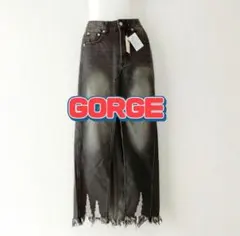 GORGE　スリット入り　フリンジ　ダメージ　デニム　ロングスカート　ゴージのサムネイル