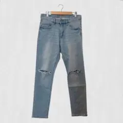 ..WEGO デニムパンツ ジーパン　青 M ダメージデニム　ストレート