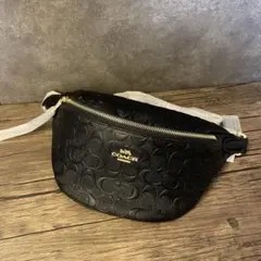【新品未使用】極美品 COACH ウエストポーチ レザー ブラック F48741