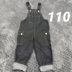 ダークデニム オーバーオール ブラック 110