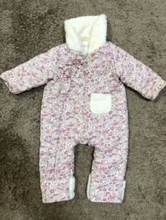 プティマイン　フリース花柄ロンパース 80cm