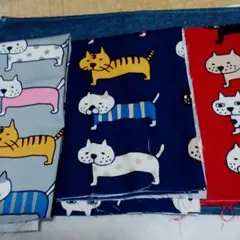 こばやし大きな猫生地　3色　縦50cm横80cm