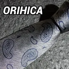 L199OR 新品同様◆ ORIHICA ペイズリー刺総柄 グレイ系ネクタイ
