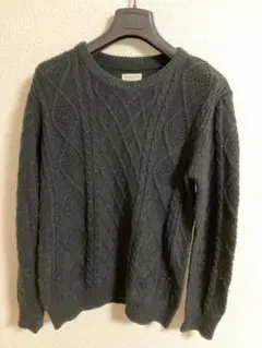 ナノユニバース　ケーブル　ニット　セーター　黒　Ｓ