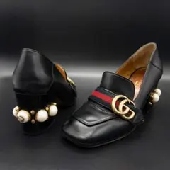 高級 GUCCI グッチ GGマーモント シェリーライン パール パンプス 35
