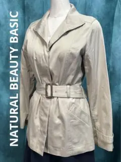 NATURAL BEAUTY BASIC 比翼　スタンドカラーコート　ベルト付き
