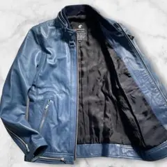 LOVELESS シングル ライダースジャケット Mサイズ 羊革 ブルー