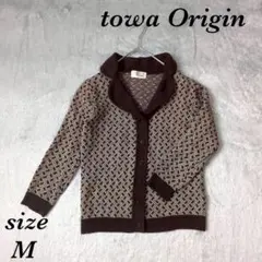 towaOrigin (M) ラウンドラぺル 統柄 ジャケット フロントボタン