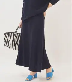 プラージュ 柔らかサーフジャージースカート ネイビー ウエストゴム ストレッチのサムネイル