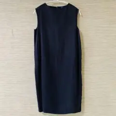 SHIPSネイビーノースリーブ ひざ丈ワンピース