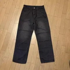 ダークグレー ワイドレッグデニムパンツ 2XL ワイドデニム