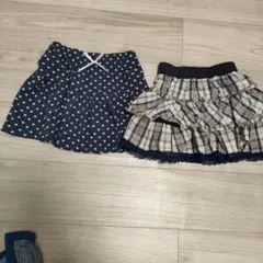 値下げ！ネイビーハート模様とチェックフリルスカート　　120cm