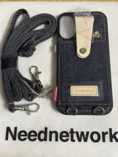 【新品・未使用】iPhone17 用 ニードネットワーク　デニムケース　ヌメ革