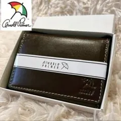 【新品】箱付き　アーノルドパーマー　二つ折り名刺入れ　 ベジタブルタンニンレザー