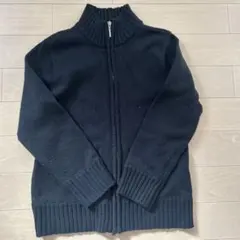 ブラックニットセーター フルジップ