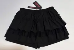 新品タグ付 ROMWE ティアード フリル キュロット ショートパンツ 黒 L