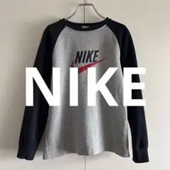 ナイキ クルーネックスウェット レディースM相当 杢グレー スウッシュ 10s