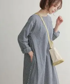 ⭐️アーバンリサーチ ドアーズ ⭐️ ギンガムチェックフレアワンピース⭐️ネイビー⭐️