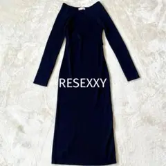 RESEXXY フロントクロスニットタイトワンピース　ブラック