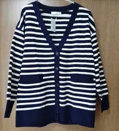 チ*ピ様 シューラルー　スポンディッシュ 　Vネックカーディガン　ボーダーカーデ