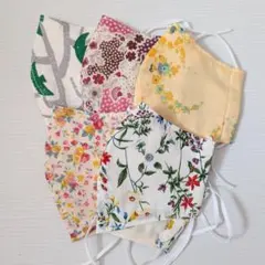 布マスク　ハンドメイド　花柄　５枚セットのサムネイル