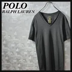 ポロラルフローレン ダークグレー 無地 Vネック Tシャツ 半袖 メンズ M