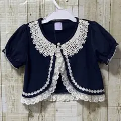 新品　axes femme kids お花レース襟　ボレロ 120㎝ ネイビー