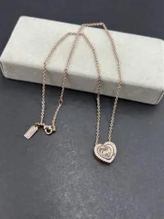美品・箱・袋付】COACH コーチ ネックレス ハート クリスタル シルバー 
