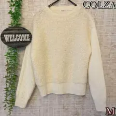 【COLZA】コルザ ニット Ｍ ホワイト ブークレ 畦編み