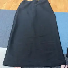 リブ タイトスカート ブラック ロング丈