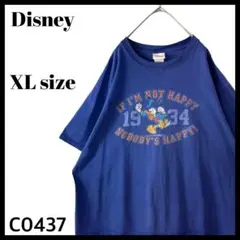 90s-00s ディズニー ドナルドダック カレッジ風 Tシャツ ネイビー XL