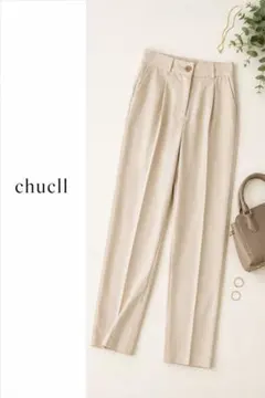 chucll チュクラ テーパードパンツ センタープレス ベージュ きれいめ