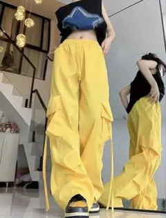 【SHEIN】イエロー カーゴパンツ 2XL