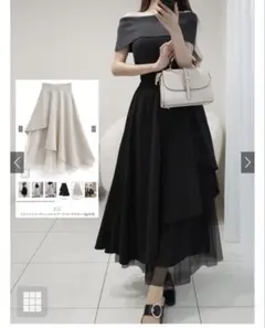 【お値下げ中】アシンメトリーチュールレイヤードフレアスカート[gc275]のサムネイル