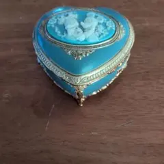 スワロフスキー アンチモニー だ円 オルゴール 宝石箱 ブルー 星に願い