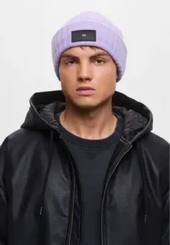 Y-3 ニットキャップビーニーロゴパッチラベンダー