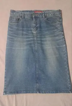 デニムブルー タイトスカート ミディ丈