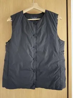 【新品☺︎】無印良品軽量ダウンポケットタブルノーカラーベストLダークブラウン