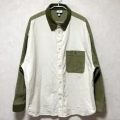 H&M オーバーサイズシャツ コーデュロイ XL ベージュ グリーン
