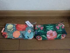 CLINIQUE ポーチ 花柄 グリーン 2点セットのサムネイル