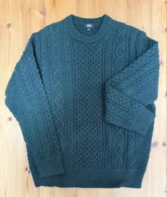 UNIQLO ケーブルニットセーター L ダークグリーン