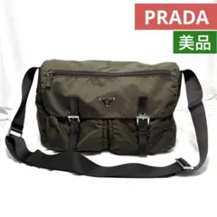プラダ ショルダーバッグ メッセンジャー テスートナイロン レザー カーキ