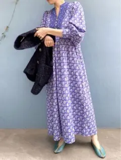 美品 ヌキテパ ティアードワンピース Aライン フレア ネイビー