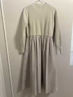 OPAQUE CLIP 長袖ロングワンピース 38/M ベージュ系