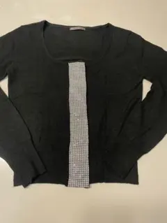 muse muse 黒 スタッズ装飾 長袖ニット