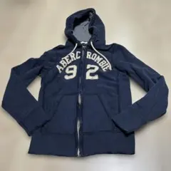 【S size】アバクロ 92ロゴ ジップアップパーカー ネイビー